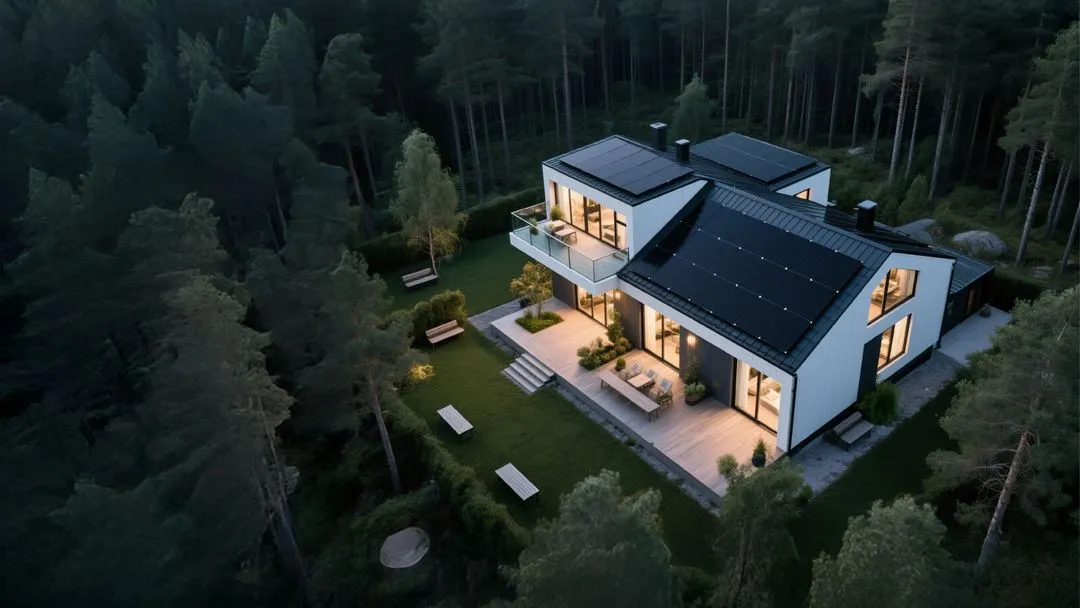 Modernes Eigenheim mit LONGi-Solaranlage